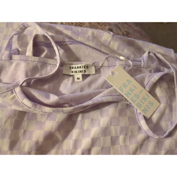 Frankies Bikinis Quinn Purple Checkered Jacquard Dress Size Medium New - Picture 5 of 5